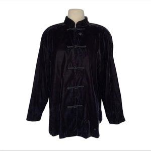 Vintage Black Velvet Asian Inspired Jacket XL 18/20